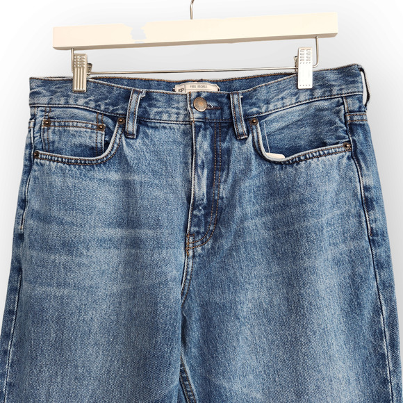 Free People Mid Wash High Waisted Cropped Kick Boot Cut Jeans 29 - Picture 2 of 8